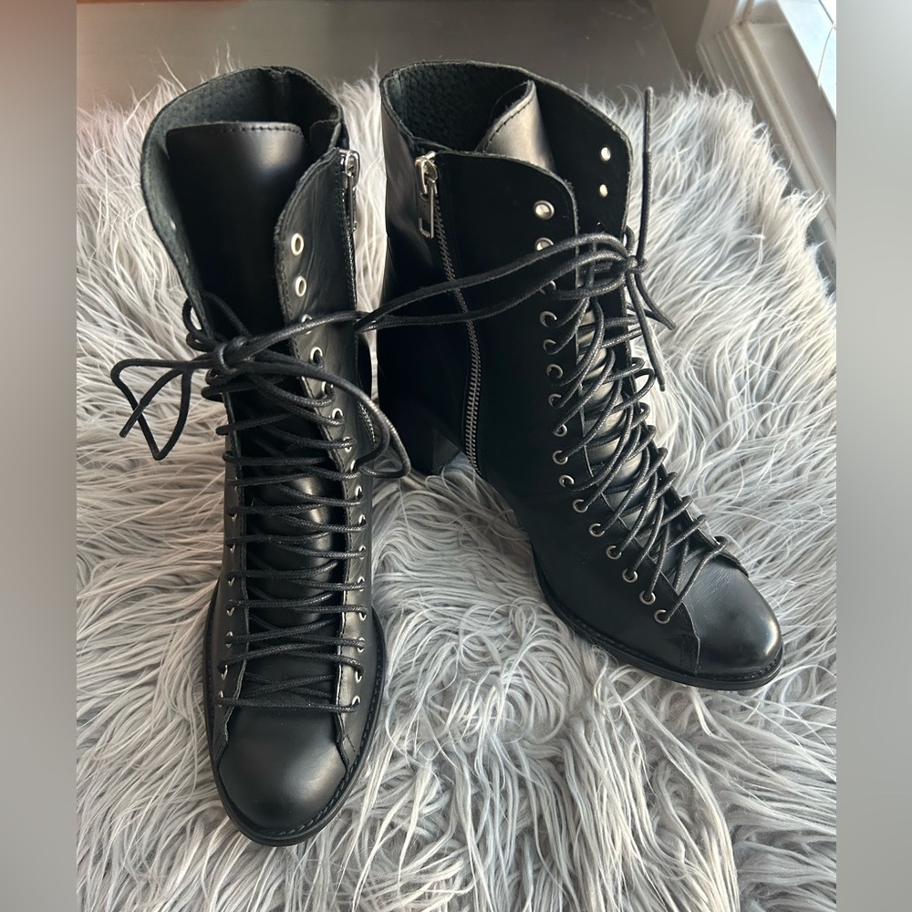 Jeffrey Campbell Black Lace Up Booties